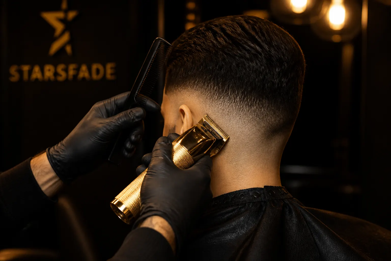 Skin fade being blended with clippers
